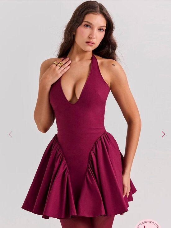 House of CB Dresses & Skirts - House of CB Valentia Wine Halter Mini Dress